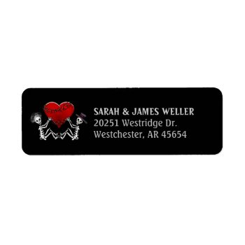 Address Return Label - Skeletons With Red Heart by juliea2010 at Zazzle