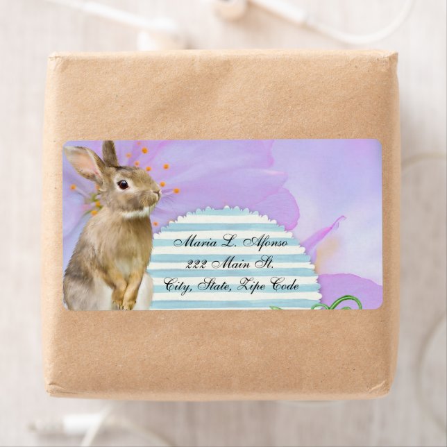 Address Return Labels Rabbit Blue Stripe (Insitu)