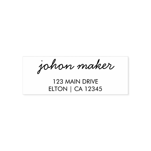 Address Rubber Stamp | Script Self Addressed  (Design)
