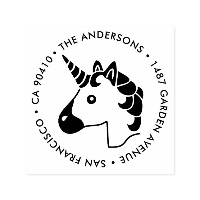 Address Stamp, unicorn emoji stamp (Design)