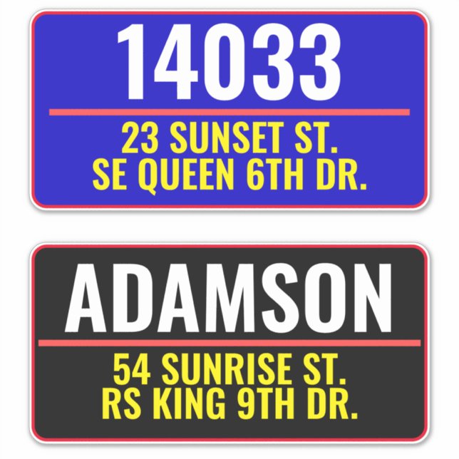 Address Street Mailbox Numbers (Personalized Name) Sticker (Front)