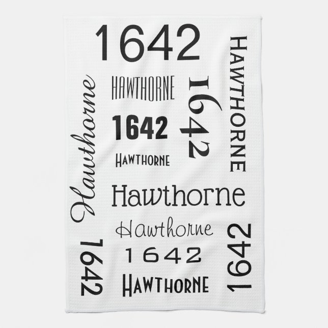 Address & Street Name Personalized White Kitchen Towel (Vertical)