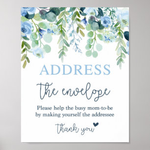 Address the envelope blue floral sign