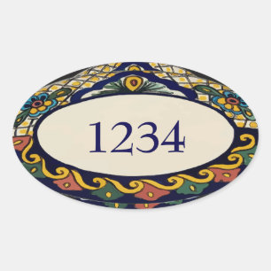 Address Tile add numbers Oval Sticker