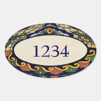 Address Tile add numbers Oval Sticker