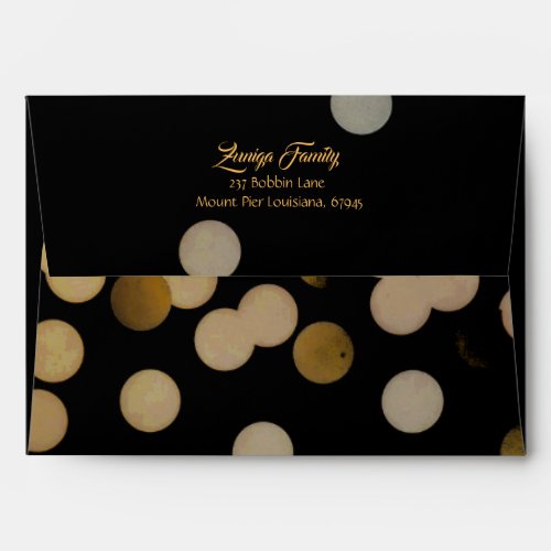 Addressed Black Silver and Gold Glittering Lights Envelope