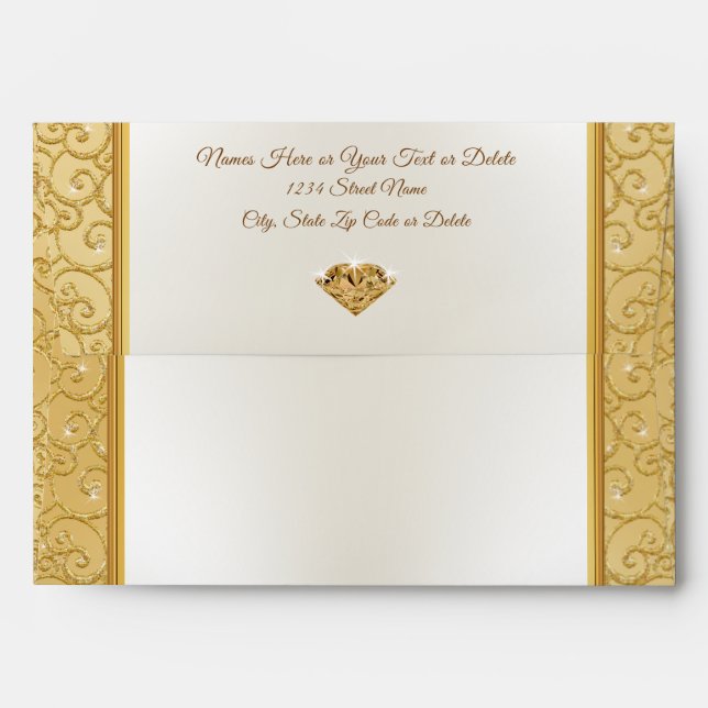 Addressed Gold and White A7 Invitation Envelopes (Back (Top Flap))