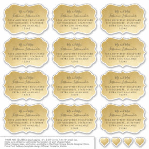 Addressed Guest Mailing Labels Bracket Shape Gold