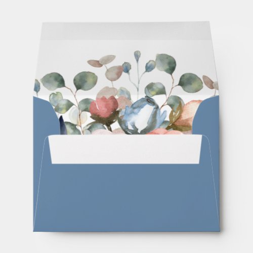 Addressed RSVP Blissful Floral Dusty Blue Envelope