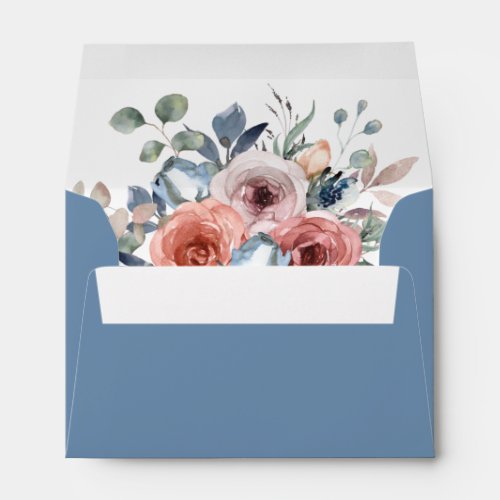 Addressed RSVP Blissful Floral Dusty Blue Envelope