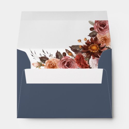 Addressed RSVP Elegant Slate Dusty Blue Floral Envelope