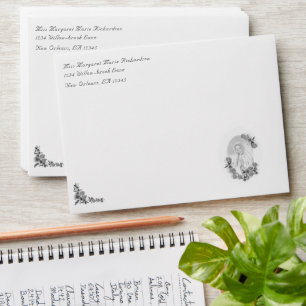 Addressed Virgin Mary Silver Catholic Wedding  Envelope