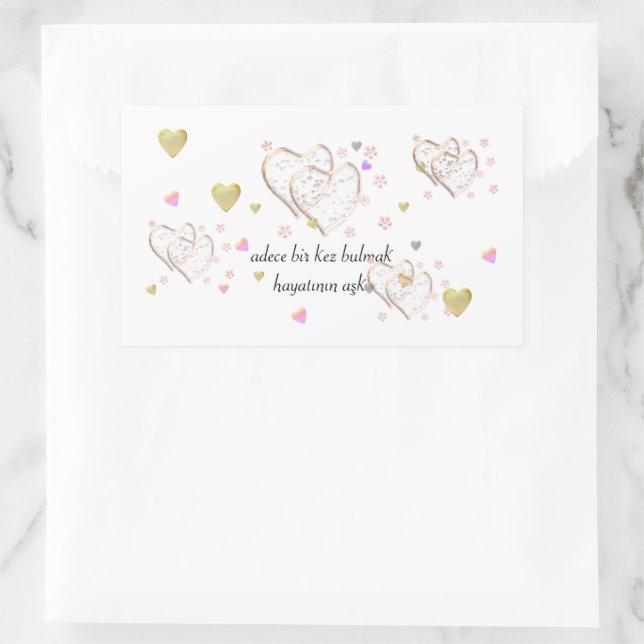 adece bir kez bulmak hayatının aşkı ,personalized rectangular sticker (Bag)