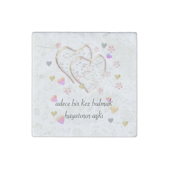 adece bir kez bulmak hayatının aşkı ,personalized stone magnet (Front)