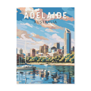 Adelaide Australia Travel Art Vintage Postcard