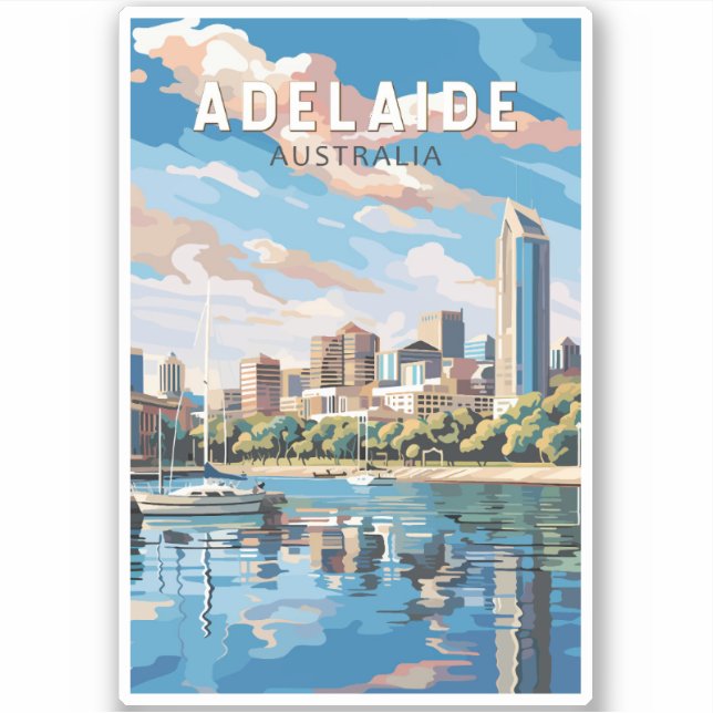 Adelaide Australia Travel Art Vintage Sticker (Front)