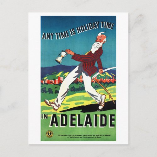 Adelaide Australia Vintage Travel Poster Restored Postcard