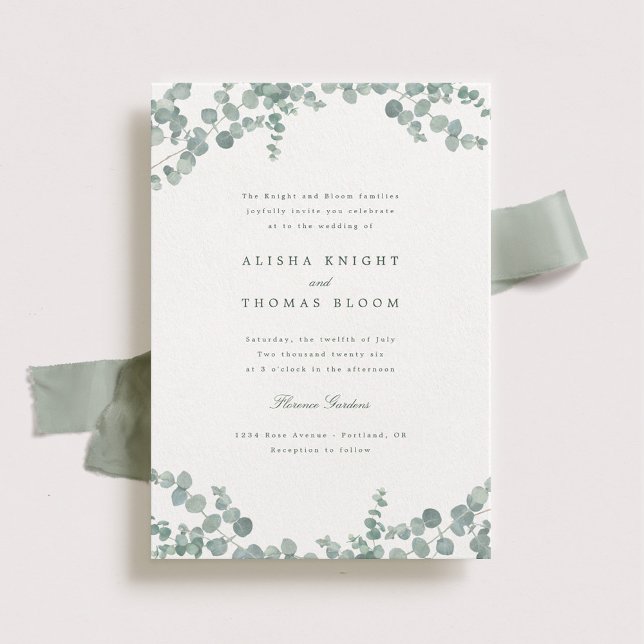 Adelaide Elegant Watercolor Eucalyptus Wedding Invitation (Creator Uploaded)
