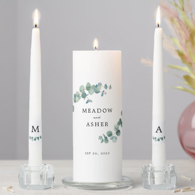 Adelaide Watercolor Eucalyptus Wedding Ceremony  Unity Candle Set (In Situ)