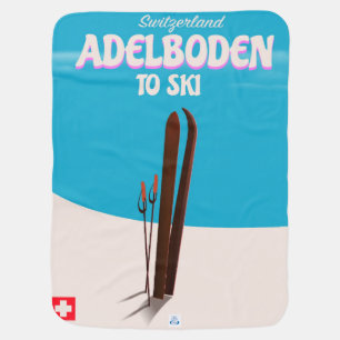 Adelboden Switzerland ski travel poster Baby Blanket