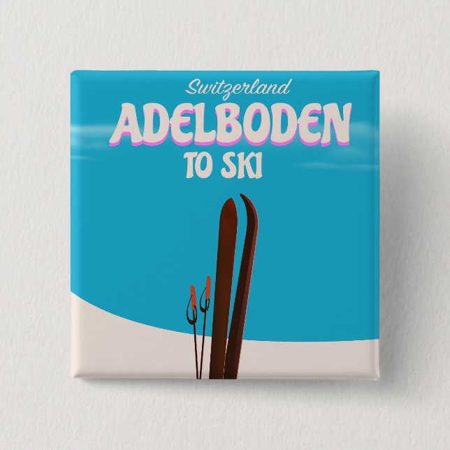 Adelboden Switzerland ski travel poster Button (Front)