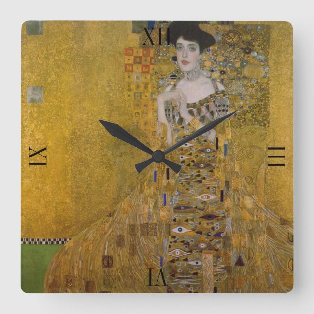 Adele Bloch Bauer by Gustav Klimt Square Wall Clock (Front)