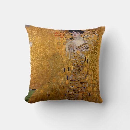 Adele Bloch_Bauers Portrait by Gustav Klimt 1907 Throw Pillow