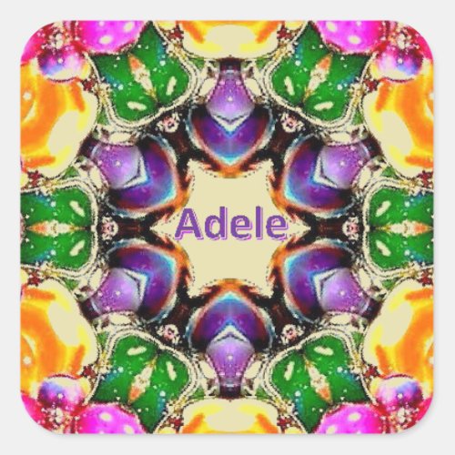 ADELE  Bright Abstract Pattern  Personalized  Square Sticker