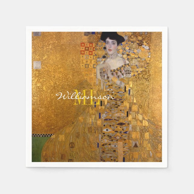 Adele, Lady in Gold by Gustav Klimt, Monogrammed Napkins (Front)