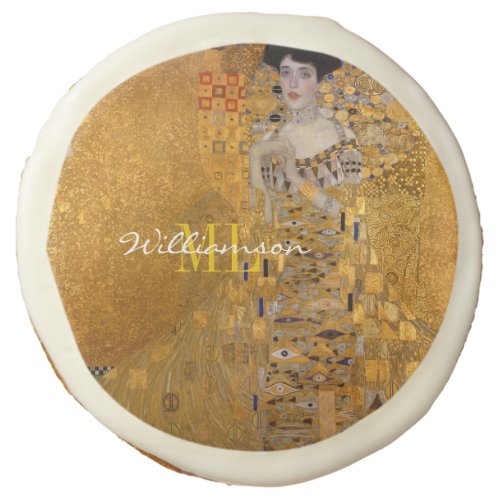 Adele Lady in Gold by Gustav Klimt Monogrammed Sugar Cookie