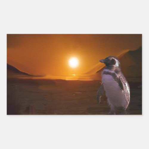 Adelie Penguin  Antarctic Sunset Rectangular Sticker