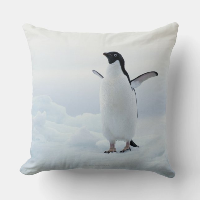 Adelie penguin, Antarctica Throw Pillow (Front)