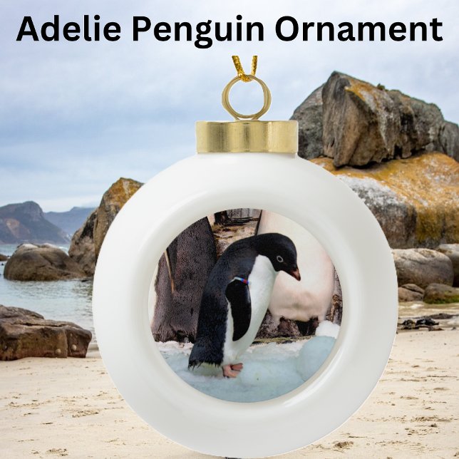 Adelie Penguin Ceramic Ball Christmas Ornament (Creator Uploaded)