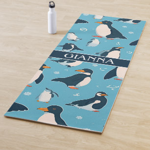 Adelie Penguin Pastel Colorful Pattern Yoga Mat