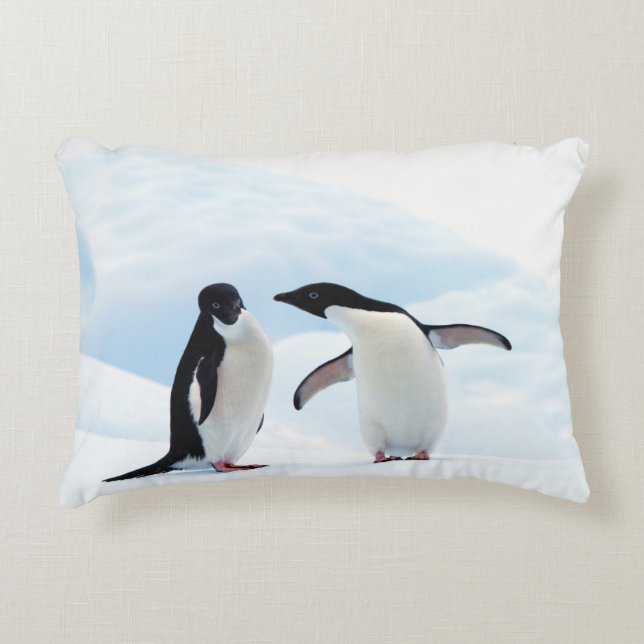 Adelie Penguins Decorative Pillow (Front)