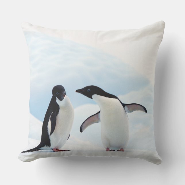 Adelie Penguins Outdoor Pillow (Front)