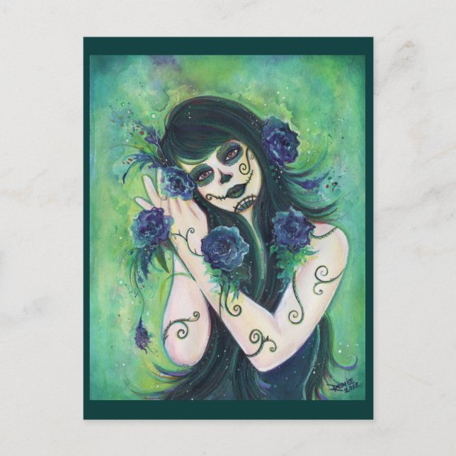 Adelita Day of the Dead postcard By Renee L.Lavoie (Front)