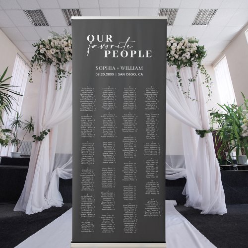 ADELLA Black Minimalist Wedding Seating Chart Retr Retractable Banner