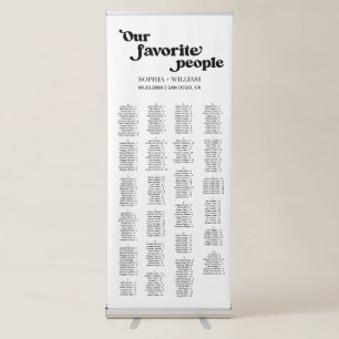 ADELLA Black Minimalist Wedding Seating Chart Retractable Banner