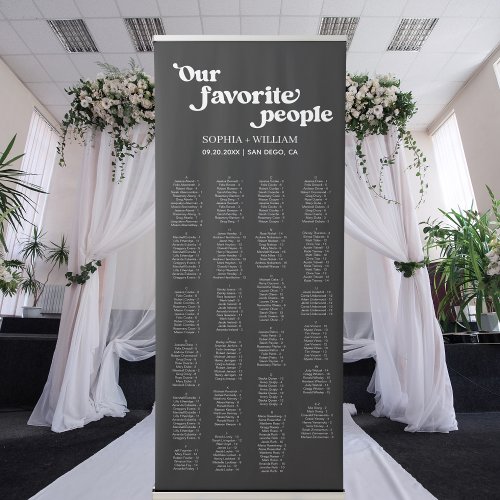 ADELLA Black Minimalist Wedding Seating Chart  Retractable Banner