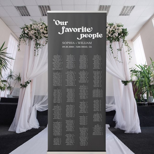 ADELLA Black Minimalist Wedding Seating Chart  Retractable Banner (Creator Uploaded)