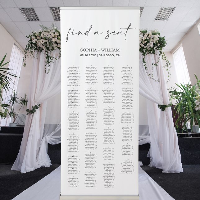 ADELLA Black Minimalist Wedding Seating Chart  Retractable Banner (Creator Uploaded)