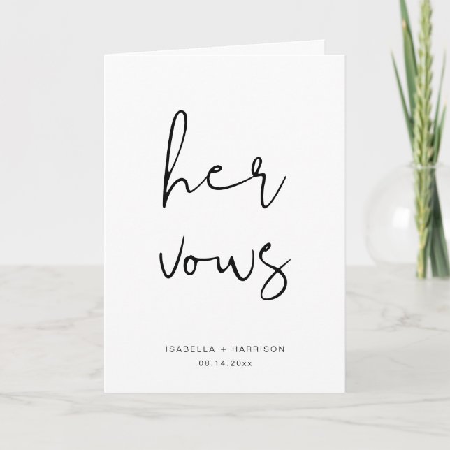 ADELLA Edgy Minimalist Her Wedding Vow Book Card (Front)