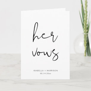 ADELLA Edgy Minimalist Her Wedding Vow Book Card