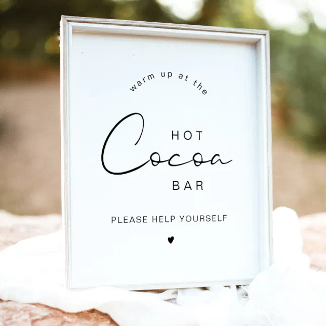 ADELLA Edgy Minimalist Winter Hot Cocoa Bar Poster | Zazzle