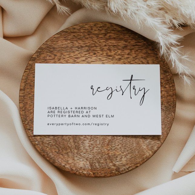 ADELLA Edgy Modern Minimal Wedding Registry Info Enclosure Card (Creator Uploaded)