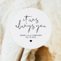 ADELLA Edgy Modern Minimalist Always Wedding Favor Classic Round Sticker