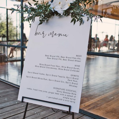 ADELLA Edgy Modern Minimalist Wedding Bar Menu Foam Board