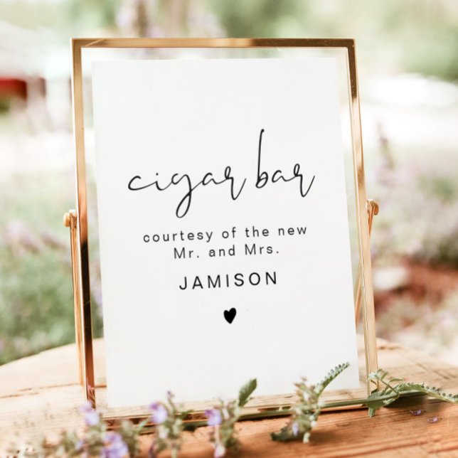 ADELLA Edgy Modern Minimalist Wedding Cigar Bar Poster (Creator Uploaded)