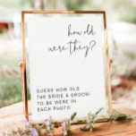 ADELLA How Old Were They Bridal Shower Game Sign<br><div class="desc">This printable bridal shower game due template features an edgy handwritten font and modern minimalist design. Use this template to edit the font color,  and background color to match your event needs.</div>